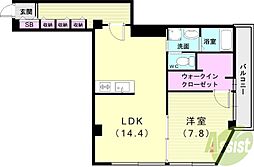 ゼフィール板宿 1LDKの間取図画像