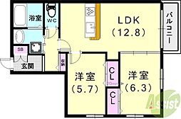 メリヤス城が山 2階/-