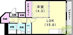 ハイツニュー多聞 1LDKの間取図画像