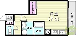パルフラッツ王居殿 1Kの間取図画像