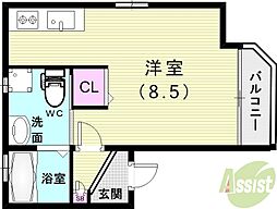 EXSONIAFIVE ワンルームの間取図画像
