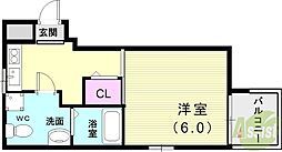 ブロンテ垂水海岸通WEST 1Kの間取図画像