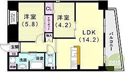 パインコート・平磯 2LDKの間取図画像