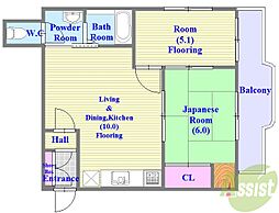 ヴェルーエール岩田 2LDKの間取図画像