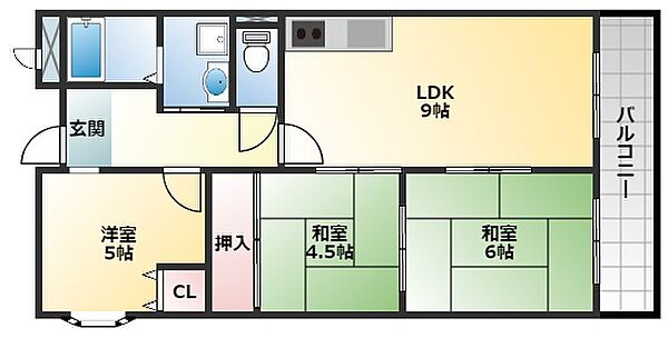 大阪府八尾市八尾木北3丁目(賃貸マンション3LDK・2階・60.07㎡)の写真 その2