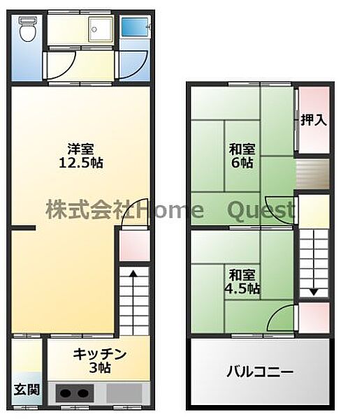 宝持2丁目貸家 C｜大阪府東大阪市宝持2丁目(賃貸テラスハウス3K・1階・55.00㎡)の写真 その2