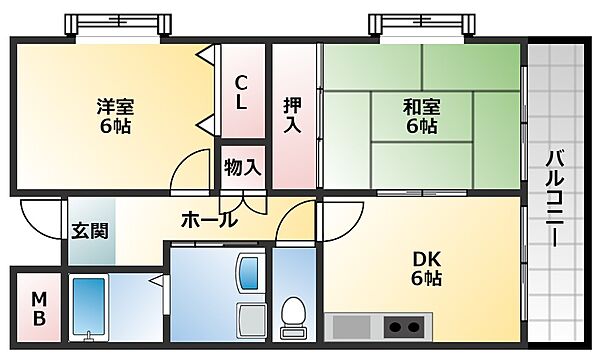 レジデンス寿 301｜大阪府八尾市八尾木東1丁目(賃貸マンション2LDK・3階・50.78㎡)の写真 その2