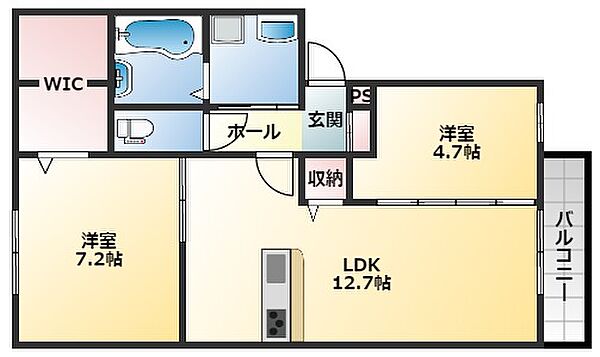 バレー 201｜大阪府柏原市古町3丁目(賃貸アパート2LDK・1階・58.37㎡)の写真 その2