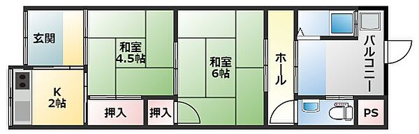 小阪合町2丁目平屋 ｜大阪府八尾市小阪合町2丁目(賃貸テラスハウス2K・1階・40.00㎡)の写真 その2