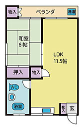 望月荘 1LDKの間取図画像