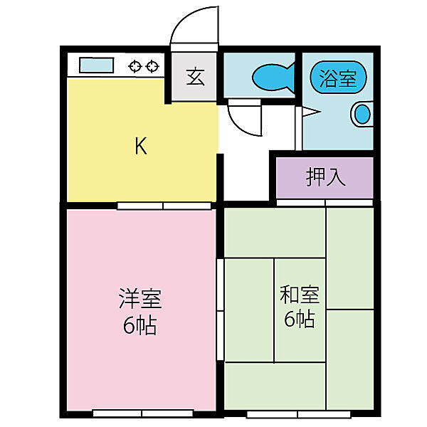 佐藤ハイツ ｜山梨県山梨市上岩下(賃貸アパート2K・1階・34.60㎡)の写真 その2