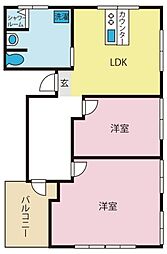 甲府北口HOUSE-1 2LDKの間取図画像