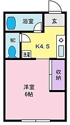 コーポ数野 1階ワンルームの間取り