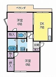 フレグランスK 2DKの間取図画像