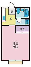 かずのハイツ 1Kの間取図画像