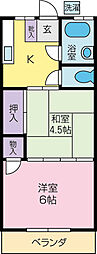 コーポ朝日 2Kの間取図画像