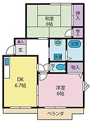 フレグランスK 2DKの間取図画像
