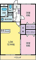 ブルーム2 2LDKの間取図画像