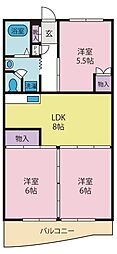 ハイツ平成 3LDKの間取図画像