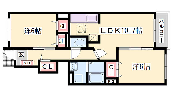 エテルノ・ヴィスキオ ｜兵庫県加古川市別府町新野辺北町8丁目(賃貸アパート2LDK・1階・55.42㎡)の写真 その2