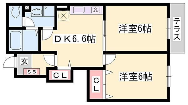 シエル・リビエール ｜兵庫県姫路市御国野町御着(賃貸アパート2DK・1階・42.77㎡)の写真 その2