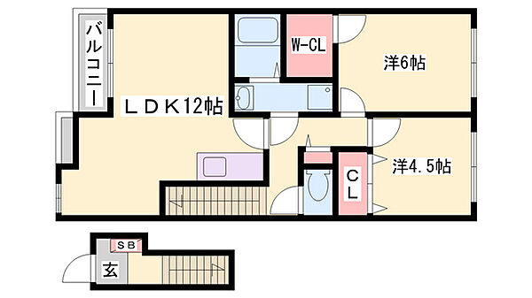 兵庫県加古川市加古川町友沢(賃貸アパート2LDK・2階・56.93㎡)の写真 その2