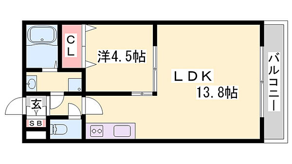 兵庫県加西市北条町東高室(賃貸マンション1LDK・2階・41.40㎡)の写真 その2