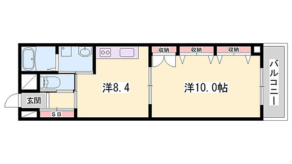 リッチ・キャッスルI ｜兵庫県姫路市久保町(賃貸マンション1K・4階・43.96㎡)の写真 その2