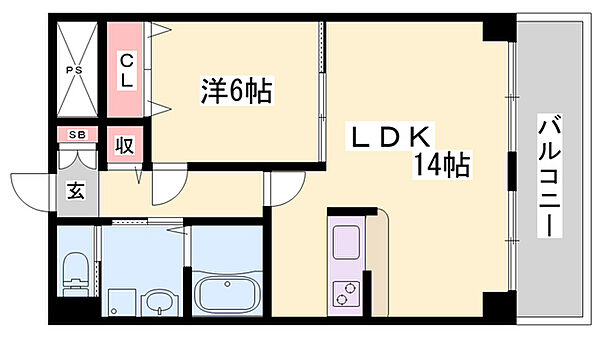 グランツ野里 ｜兵庫県姫路市梅ケ枝町(賃貸マンション1LDK・2階・47.00㎡)の写真 その2