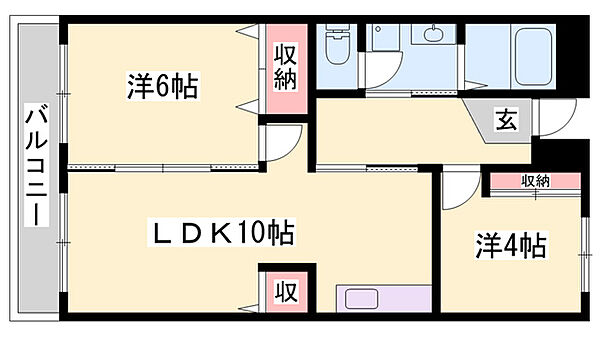 ドミール101 ｜兵庫県姫路市白浜町宇佐崎北1丁目(賃貸マンション2LDK・2階・51.61㎡)の写真 その2