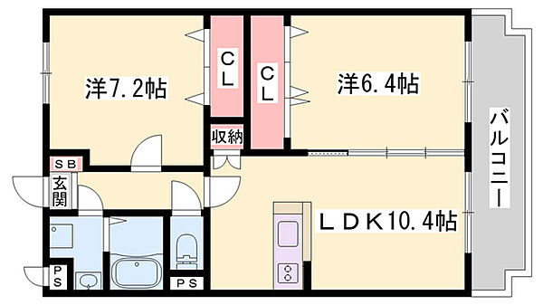 ユーミーくりやま ｜兵庫県姫路市栗山町(賃貸マンション2LDK・3階・57.00㎡)の写真 その2