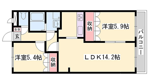 グランドールＡ ｜兵庫県姫路市花田町小川(賃貸アパート2LDK・2階・57.85㎡)の写真 その2