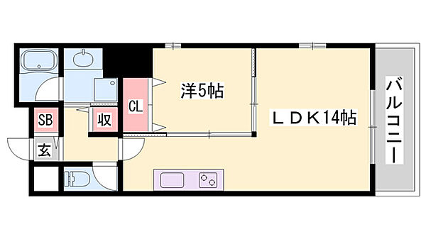 EL-NIDO FUKUZAWA ｜兵庫県姫路市福沢町(賃貸マンション1LDK・2階・45.81㎡)の写真 その2