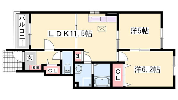 ジェネロシティーβ ｜兵庫県西脇市野村町(賃貸アパート2LDK・1階・51.23㎡)の写真 その2