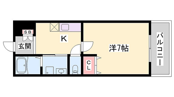 インタービレッジ船丘 ｜兵庫県姫路市船丘町(賃貸マンション1K・2階・25.94㎡)の写真 その2