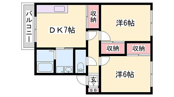 蒲田ソルステージ（蒲田SOLSTAGE） ｜兵庫県姫路市広畑区蒲田3丁目(賃貸アパート2DK・1階・54.04㎡)の写真 その2