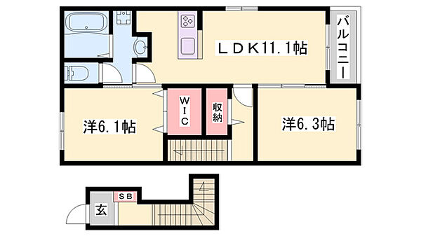 ブロード　マインテッドＣ ｜兵庫県加西市北条町東南(賃貸アパート2LDK・2階・58.57㎡)の写真 その2