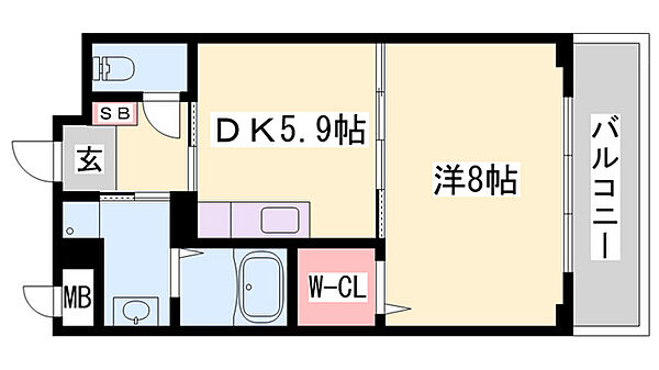 アモーレ二階町 ｜兵庫県姫路市二階町(賃貸マンション1DK・4階・35.12㎡)の写真 その2