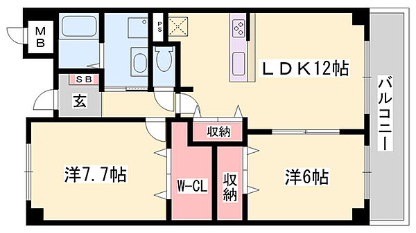 ラフォーレ広畑 ｜兵庫県姫路市広畑区小坂(賃貸マンション2LDK・2階・61.03㎡)の写真 その2