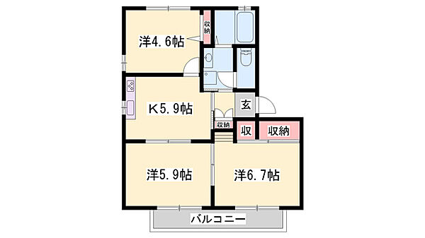 ディアス太田 ｜兵庫県揖保郡太子町太田(賃貸アパート3K・1階・50.78㎡)の写真 その2