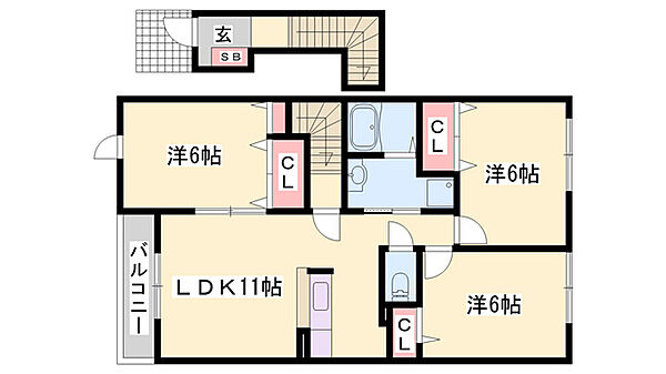 パステル・ハイツ ｜兵庫県加古川市尾上町長田(賃貸アパート3LDK・2階・68.03㎡)の写真 その2