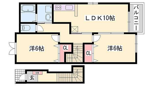 クローバーライフ ｜兵庫県姫路市西庄(賃貸アパート2LDK・2階・57.22㎡)の写真 その2