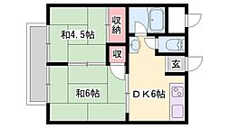 大西荘 2DKの間取図画像