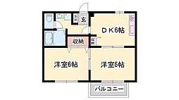 ブルーベリーファーム 2DKの間取図画像