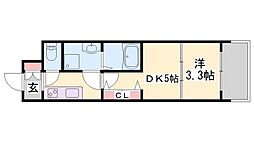 アルティザ姫路 1DKの間取図画像