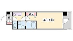 アルティザ姫路 1Kの間取図画像