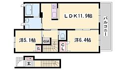 シャーメゾン八幡 2LDKの間取図画像