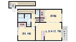 カトレーヴ1 2LDKの間取図画像