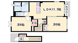 ミルキーウェイB 2LDKの間取図画像