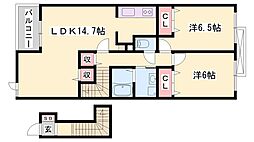 ルヴェデュソレイユ 2LDKの間取図画像